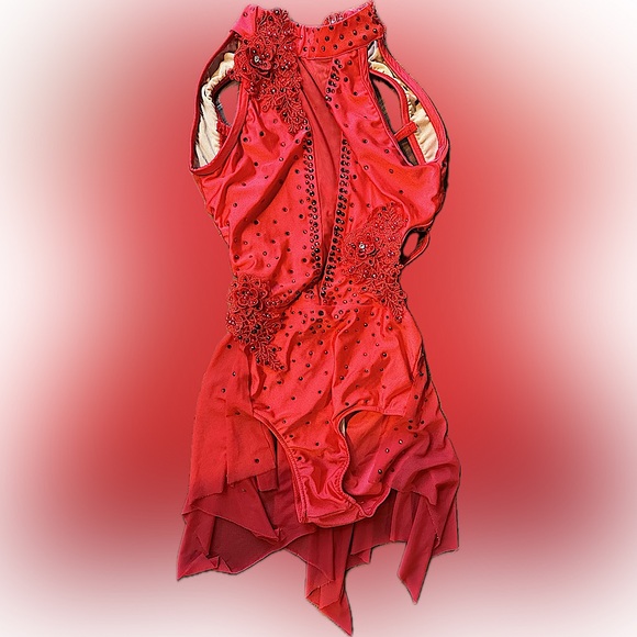 Glamour Red Rhinestone dance costume - Picture 3 of 8